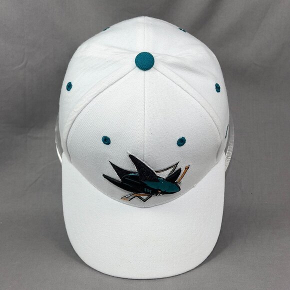 San Jose Sharks NHL Stretch Fit M/L Hat Cap Zephyr White Hockey California Mens - Picture 7 of 13